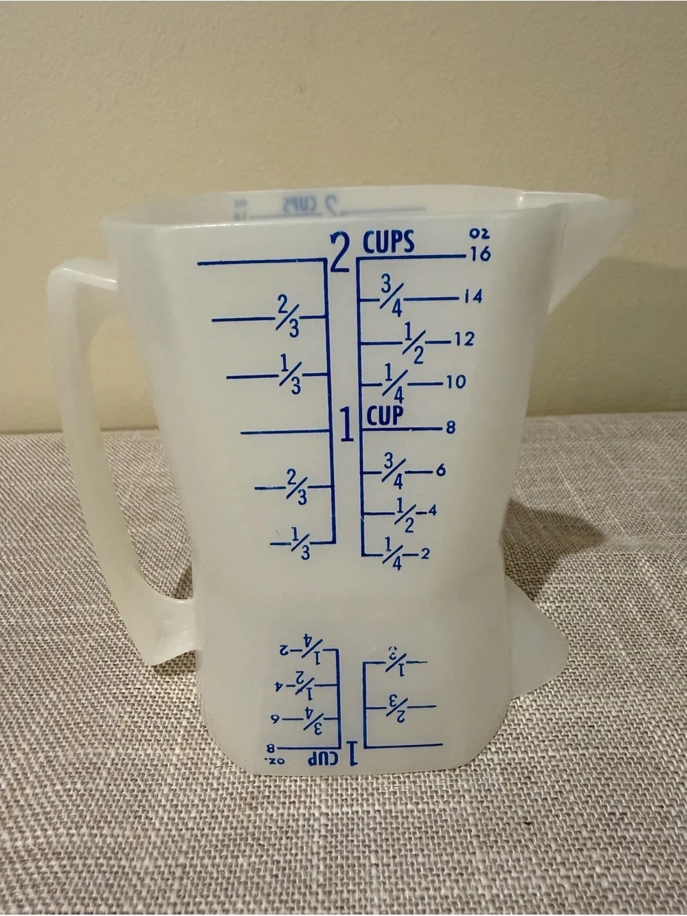 Vintage Double Sided Measuring Cup 1 & 2 Cups 16oz Blue Plastic
